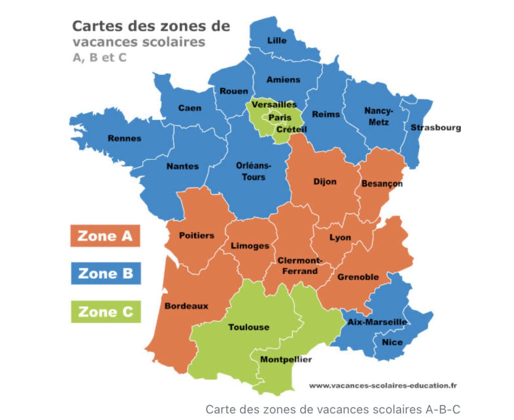 Vacances et long week-ends en France (source: Education.fr)