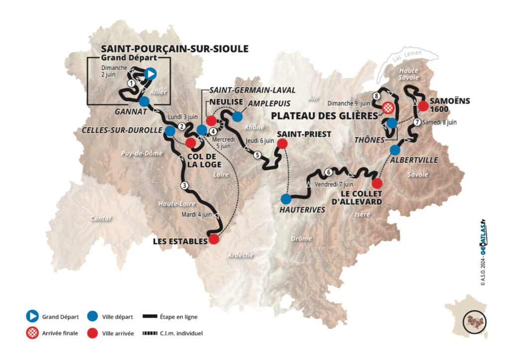 Le parcours du Critérium du Dauphiné 2024