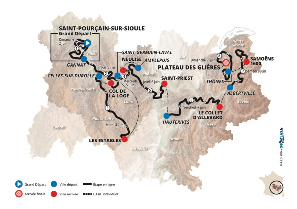 Il percorso del Critérium du Dauphiné 2024