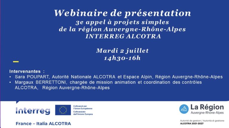 Slide de présentation webinar Interreg Alcotra