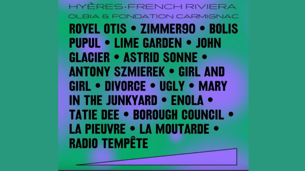 Olbia Midi Festival à Hyères, extrait de l'affiche 2024