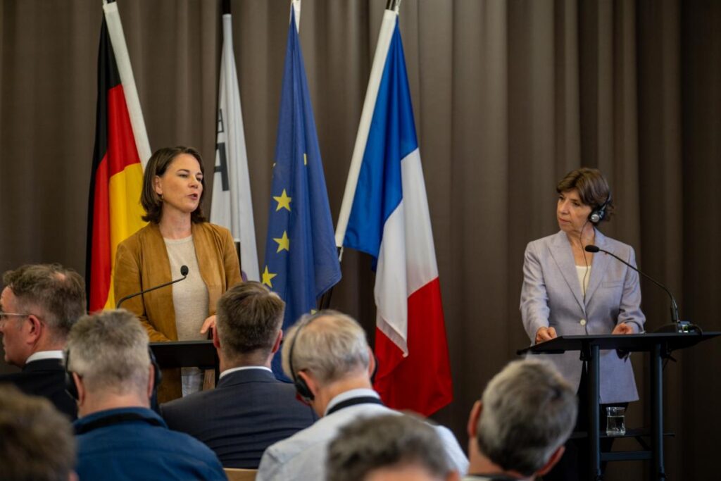 Déplacement de Catherine Colonna en Alsace avec Annalena Baerbock en 2003 © MEAE Jonathan Sarago