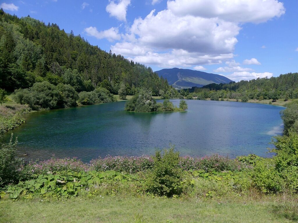 Plan d'eau du Châtelard dans les Bauges (c) CC BY-SA 4_0 Florian Pépelin