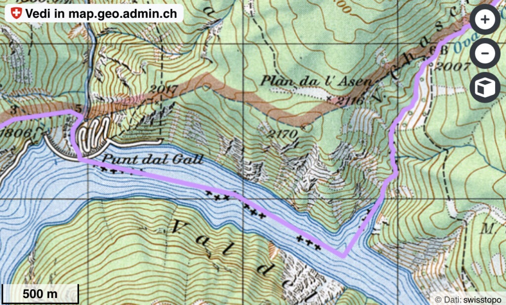 Le déplacement de la frontière ((c) SwissTopo)