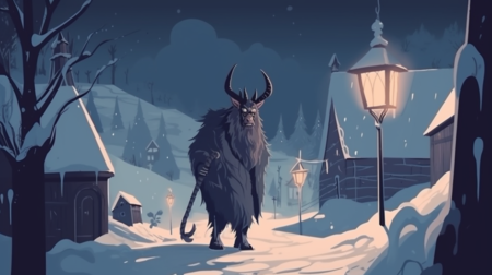 “Il Krampus e Annelise”, « Le Krampus et Annelise » (c) Nos Alpes