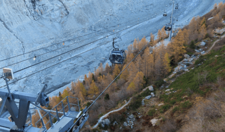 À Chamonix un télécabine qui s’adapte au glacier La nuova cabinovia di Chamonix, La nouvelle télécabine de Chamonix (c) CC BY-SA 4.0, Rémih, Wikimedia Commons