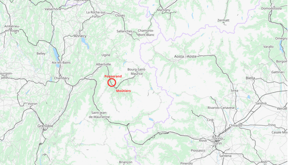 Carte De L'éboulement En Tarentaise (c) Nos Alpes Sur Osm