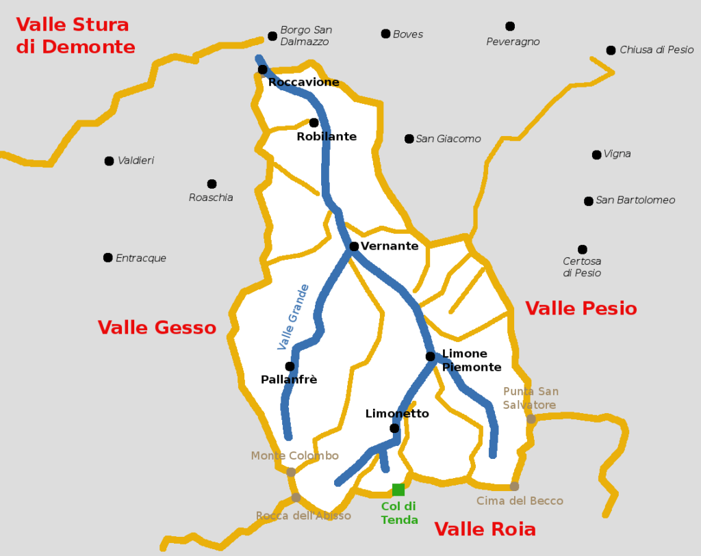 Valle Vermenagna, carta semplificata (c) CC BY SA 3 0 Luca Bergamasco Wikimedia Commons