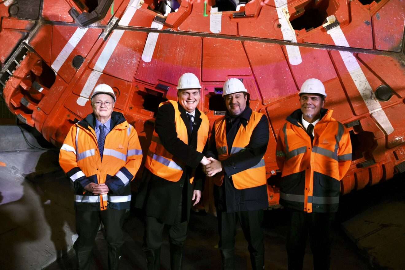 I ministri Tabarot e Salvini all'inaugurazione della Fresa Viviana, il 1 aprile 2025 - Les ministres Tabarot et Salvini lors de l'inauguration du Tunnellier Viviana, le 1er avril 2025 (c) TELT