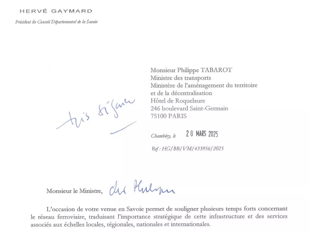 La lettre de Gaymard à Tabarot