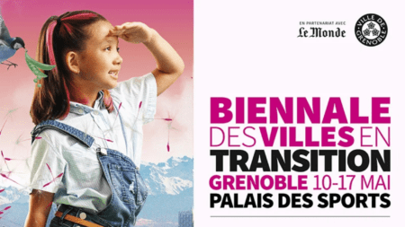 Biennale des villes en transition à Grenoble en 2025, l'affiche / la locamdina della Biennale delle città in trasizione, a Grenoble nel 2025