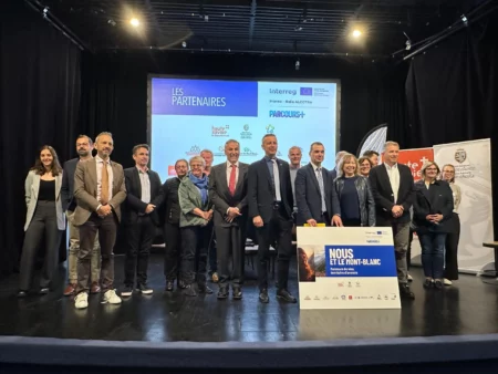 Lancement du PITER Parcours + à Saint-Gervais, le 14 mai 2025, entre Haute Savoie et Vallée d'Aoste (c) Département de la Haute Savoie L_Guette