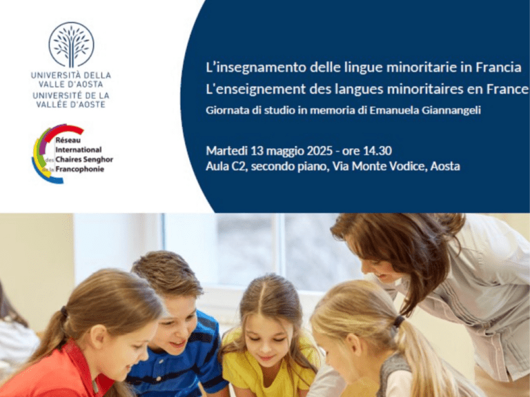L'insegnamento delle lingue minoritarie in Francia, flyer dell'evento / Enseignement des langues minoritaires ou régionales en France, dépliant