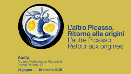 Estratto dalla locandina della mostra su Picasso ad Aosta, dal 20 giugno al 19 ottobre 2025