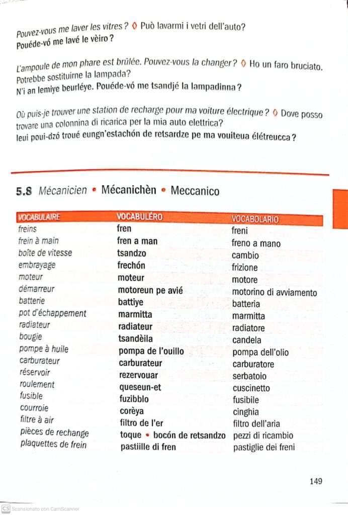 Une page de patoué eun secotse, chez le mécanicien (c) région autonome vallée d'aoste