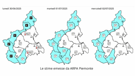 Le stime di Arpa Piemonte