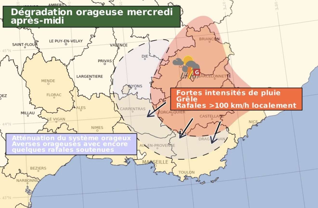 L'information de Méteo France diffusée sur X - Twitter pour l'après midi du 13 août 2025 (c) Méteo France