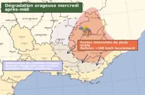 L'information de Méteo France diffusée sur X - Twitter pour l'après midi du 13 août 2025 (c) Méteo France