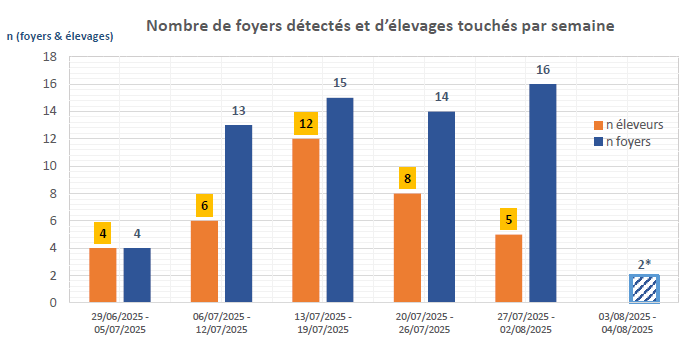 I dati sui focolai in Francia della dermatite bovina