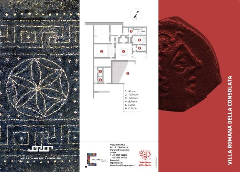 Villa romana della Consolata à Plaisirs de culture, le giornate europee del patrimonio in Valle d'Aosta / Journées du Patrimoine en Vallée d'Aoste (Flyer)