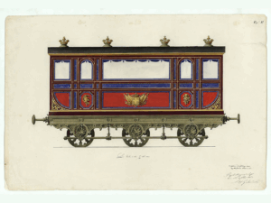 Il Treno Reale di Casa Savoia, dal Regno di Sardegna alla Repubblica Disegno tecnico di Gabriele Capello per il treno reale, nel 1853, a Torino (c) Public domain SandiSan Wikimedia Commons