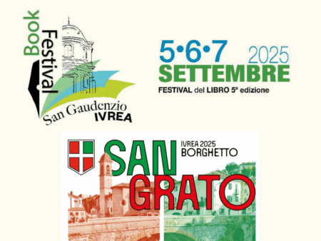 Copertina Festa di San Grato a Ivrea a settembre 2025 e Book Festival di San Gaudenzio - Fête de Saint-Grat à Ivrée en septembre 2025 et San Gaudenzio Book Festival