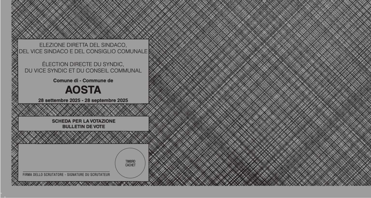 Facsmile scheda elettorale comunali Aosta