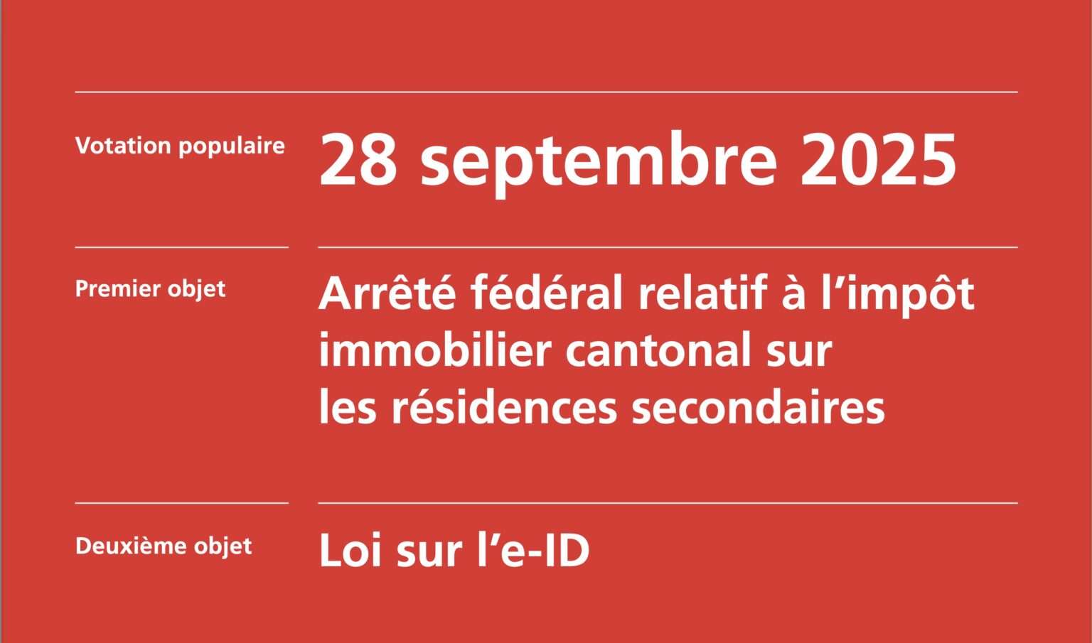 Votation populaire en Suisse du 28 septembre 2025 sur la valeur locative - Votazione popolare in Svizzera sul valore locativo, il 28 settembre 2025