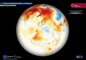 Ottobre 2025 sulle Alpi e nel mondo, Octobre 2025 sur les Alpes et dans le monde (c) European Union, Copernicus Climate Change Service Data