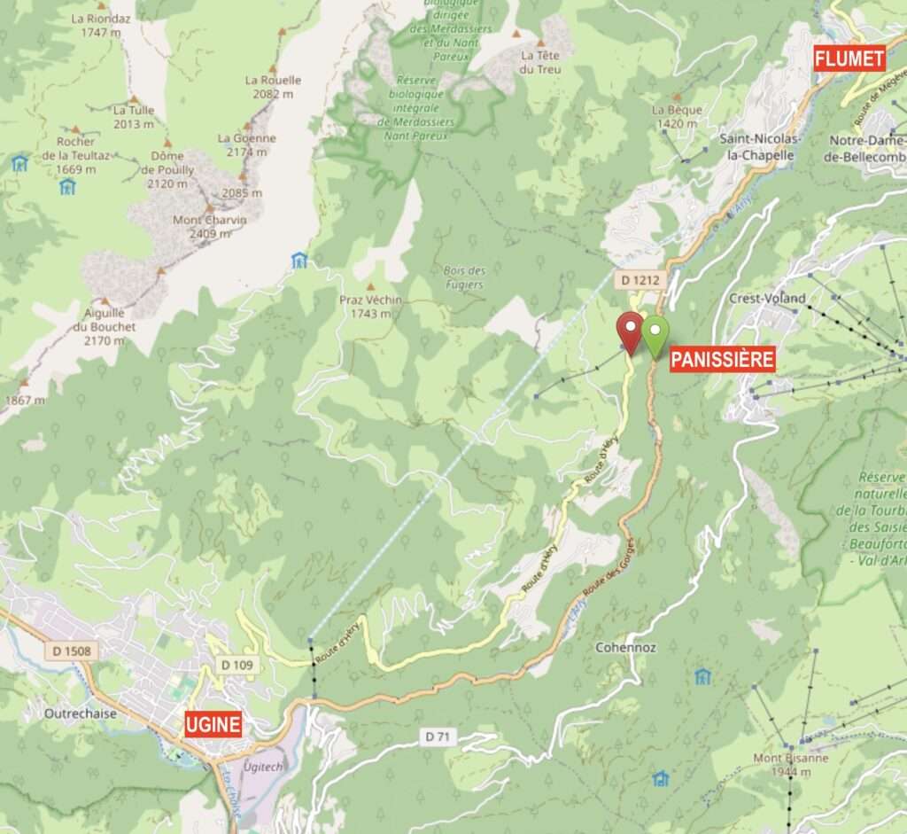 la carta delle gorges d'Arly