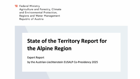 Le trasformazioni del territorio alpino secondo il rapporto EUSALP 2025 Couverture du Rapport de la Présidence SUERA EUSALP 2025