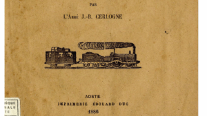 Extrait de la couverture du livret avec la poésie de Jean-Baptiste Cerlogne, Lo tzemin de fer