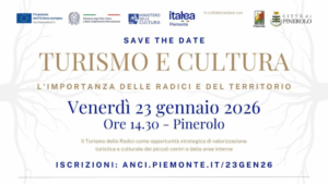 La locandina del convegno di Pinerolo sul turismo delle radici