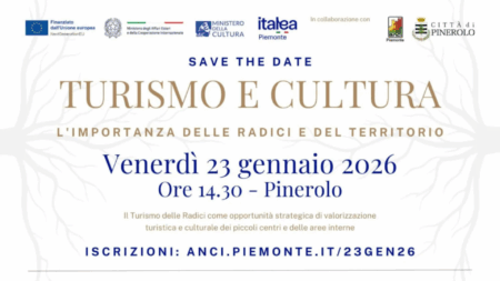 La locandina del convegno di Pinerolo sul turismo delle radici