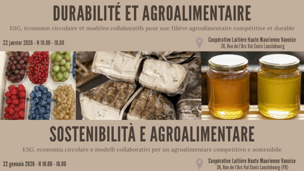 Projet Agire Interreg sur la durabilité alimentaire à Val Cenis le 22 janvier 2026, extrait du flyer