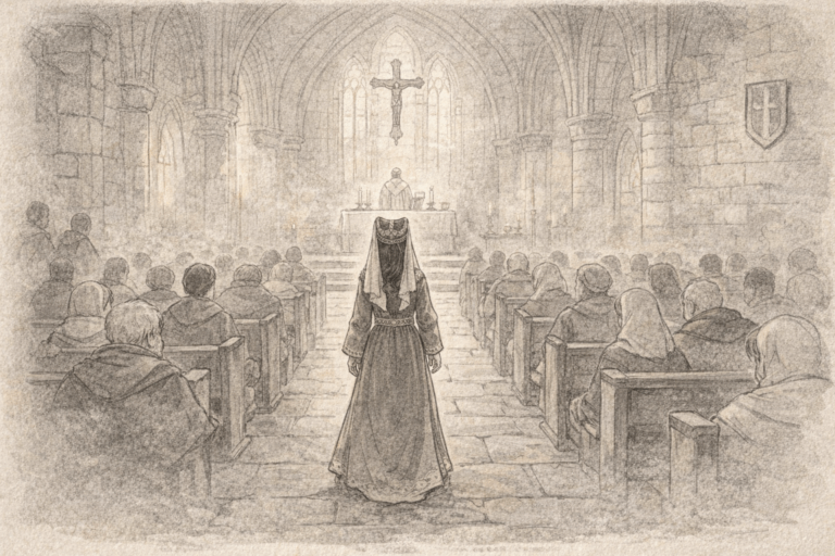 Caterina di Challant, la sfida / 2 Caterina di Challand entra in Chiesa (c) Nos Alpes IA