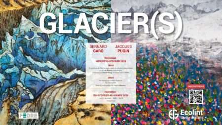 LL'affiche de l'exposition Glacier(s) à Genève, jusqu'au 3 mars 2026