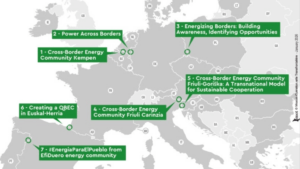 La carte des sept projets financés (c) MOT Mission opérationnelle transfrontalière