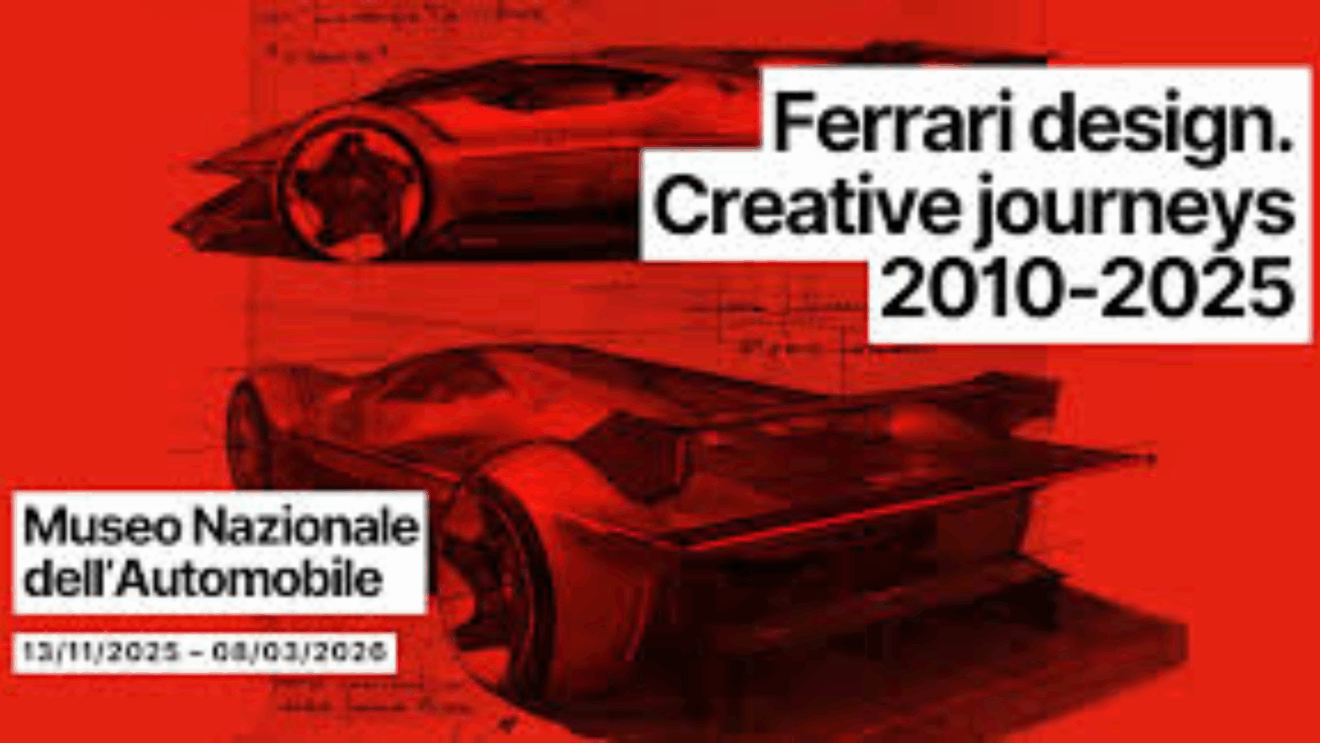 La locandina della mostra Ferrari Design. Creative Journeys 2010-2025