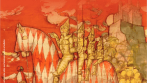 Un estratto di Nobile cavaliere a Saint Pierre di Francesco Nex, dalla locandina dell'evento Vallée d'Aoste entre histoire et représentations