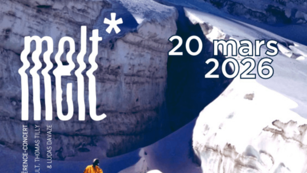 Un extrait de l'affiche du concenrt conférence « Melt, à l'écoute des glaciers »