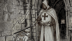 Un'illustrazione per Il templare di Jacques Martinet(c) Nos Alpes Khizara Nalgieva