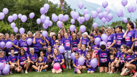 Un gruppo di sostenitrici dell'Associazione VIOLA in occasione dell'evento sportivo e di sensibilizzazione Becca Pink (c) Associazione VIOLA