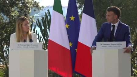 Giorgia Meloni et Emmanuel Macron à la conférence de presse après le sommet France-Italie à Antibes, le 25 juin 2026 (c) Elysée