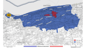La carte avec la zone rouge et la zone bleue pour le G7 2026 à Evian les Bains (c) Préfecture de la Haute-Savoie