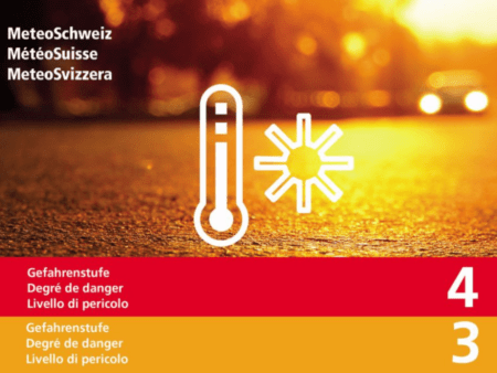Ondata di calore anche nelle Nostre Alpi L'immagine dell'allarme ondata di calore di MeteoSvizzera (c) MeteoSvizzera