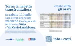 La navetta tramsfrontaliera Susa-Val Cenis; La navette transfrontalière Susa-Val Cenis (c) Città metropolitana di Torino