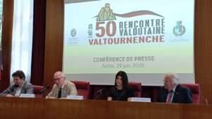 La conférence de presse pou la Rencontre valdôtaine 2026 de Valtournenche, à Aoste, le 29 juin 2026 (c) Nos Alpes Enrico Martial