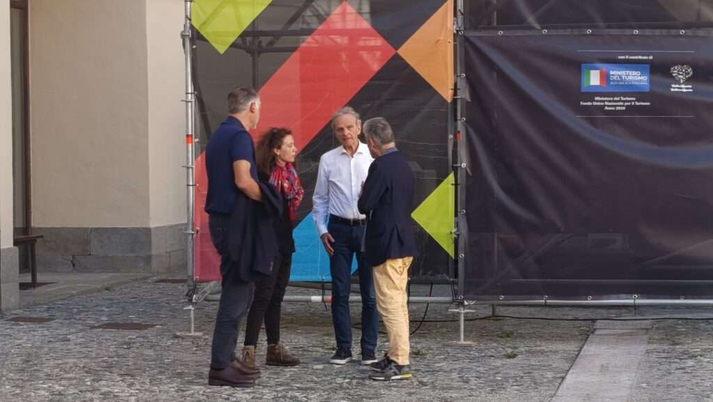 Jean-Yves Dormagen, Lou Fritel, Marc Lazar, et Marc Semo à Bard le 29 aoû 2026 (c) Nos Alpes Enrico Martial