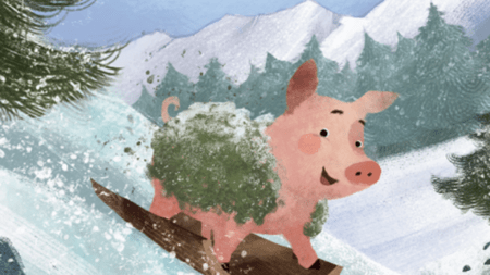 Un maialino in fuga accompagna i bambini alla scoperta della fragilità della montagna Un extrait de lacouverture du livre Trirou, petit cochon de la montagne
